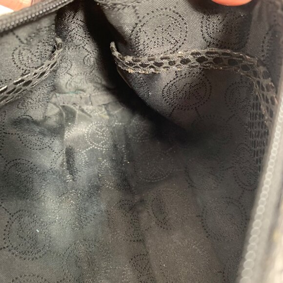 MICHAEL KORS Black Sparkly Snake Print Clutch/Cosmetic Makeup Bag Tassel Charm - Picture 9 of 13
